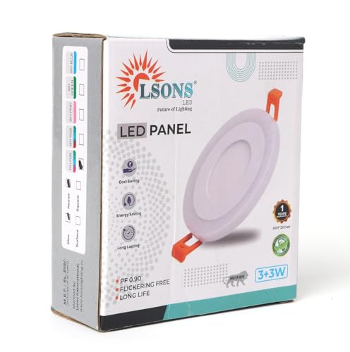 Image of 3+3W Round LED Panel Light (White + PGB Multicolor) | Slim Recessed Ceiling Light | Flicker Free | PF 0.90 | 90-300V AC | 1 Year Warranty | Made in India
