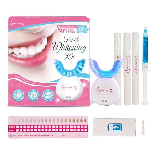 Beauty7 Kit de Blanqueamiento Dental Gel y Lámpara Blanqueadora LED con 3 Geles Reutilizables Kit de Blanqueamiento Dental en Casa, Blanqueador Dental Cuidado Oral Sonrisa Brillante