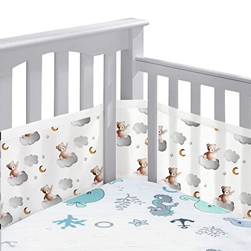 Bettumrandung Babybett,2 Pack Baby Nestchen Bettumrandung,Kopfumrandung...