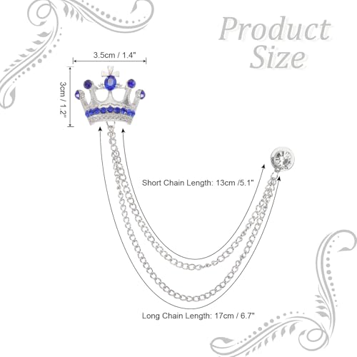 Image of PATIKIL Crown Hanging Chain Brooch Pins | Rhinestone Suit Pins Fashion Crystal Lapel Pins for Women Men