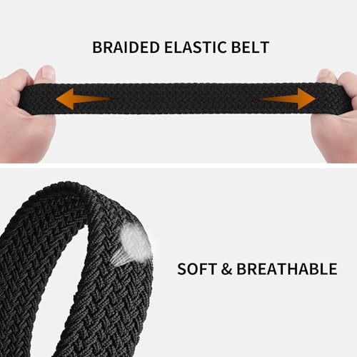 Mile High Life | Braided Stretch Elastic Belts | Pin Oval Solid Black Belt Buckle | PU Loop End Tip Men/Women/Junior Belt4
