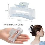 3.5 Inch Medium Hair Accessories - 6 Pack Square and Rectangle Banana Jaw Clips for Women and Girls - Ice Cream - Image 3