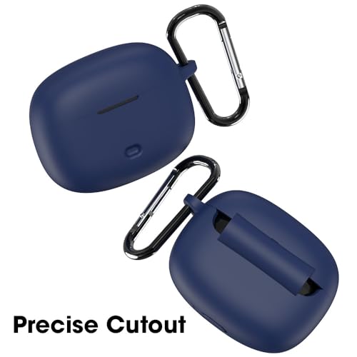 Image of Sounce Earphone Case Cover Compatible for Boat Nirvana Ion, Soft Silicone Skin Case Cover Shock-Absorbing Protective Case with Keychain [Front LED Visible](Blue)