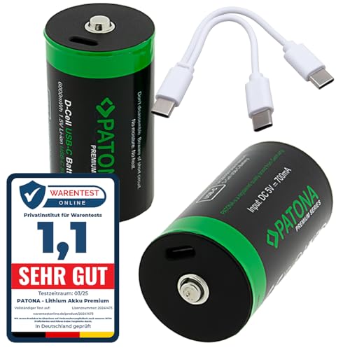 Batteries LR20 Mono D rechargeables plus de 1000 cycles via USB-C