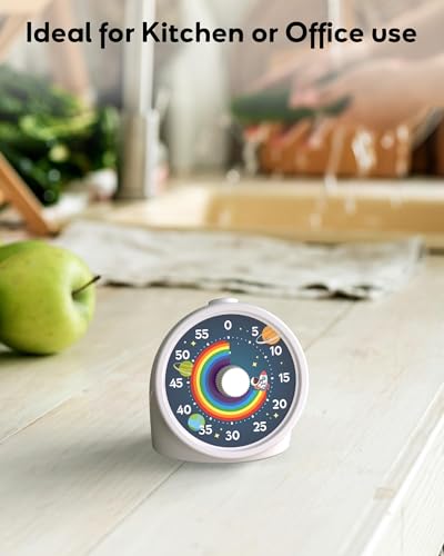 BellMan Visual Timer with Pause Button, 60 Minute Countdown Rainbow Timer for Kids and Adults with Silent Operation, Study and Meetings Time Management Tool, Design for Home, Office and Gift, White - Image 6
