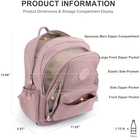 Small Backpack Purse for Women ,Mini Nylon Daypack Travel Bag (Pink) - 4