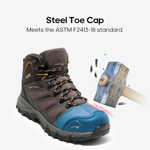 Image of NORTIV 8 Waterproof Work Boots for Men Steel Toe Safety Construction Boots ARMADILLO-STL