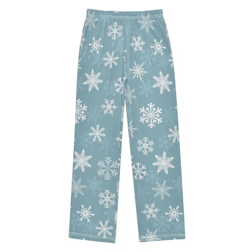 Boys' Pants Winter Snowflake Christmas Long Bottoms Jogger Pants Elastic Waist Trousers with Pockets S-XL