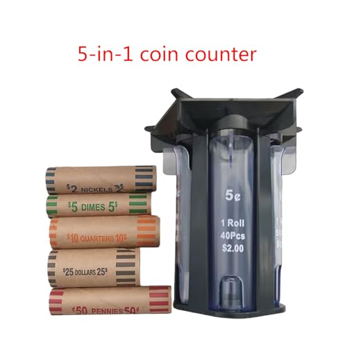 Coin Counting Machine Rolling Coin Counter Coin Holder Counter Machine With 5in1 Coin Sorters Tube Wrapper Holder - Thumbnail 2