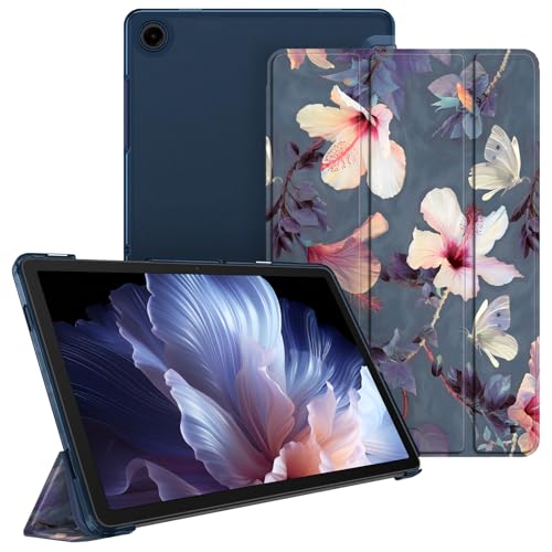 FINTIE Coque pour Samsung Galaxy Tab A11 Plus (A11+) 11 Pouces 2025 et Galaxy Tab A9 Plus (A9+) 11” 2023, Etui Transparent Givré Dur Housse Fine et Légère, Fleur...