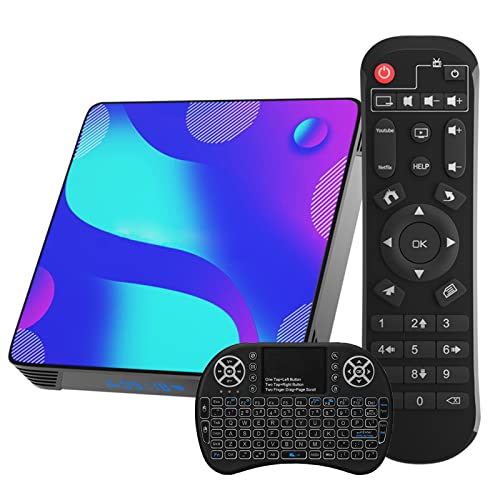 Discount Android 11.0 TV Box, X10 Smart Box with Backlit Wireless Mini Keyboard, 4GB RAM 32GB ROM RK3318 Quad-Core 64bit Cortex-A53 Support 2.4GHz/ 5GHz WiFi 4K UHD Bluetooth 4.0