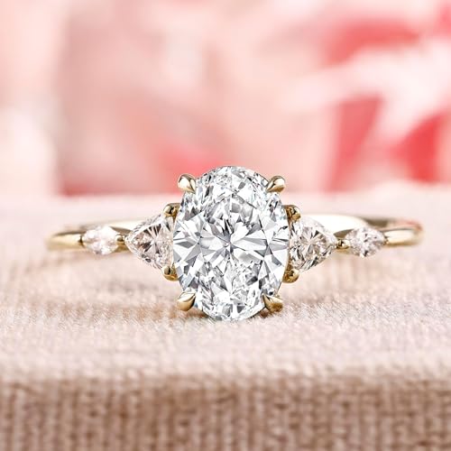 Moissanite Engagement Ring for Women 14K Gold Vermeil 925 Sterling Silver Wedding Promise Ring April Birthstone Valentine's Day Mother's Day Anniversary Christmas Gift for Her Size 5 to 124
