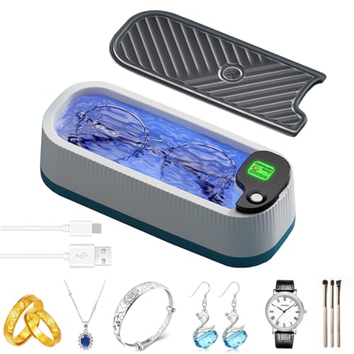 Lcxecnw Machine de Nettoyage à ultrasons pour Bijoux,Nettoyage Professionnel à Un Seul Bouton,pour Lunettes,Bijoux,bagues,argenterie,Colliers,Boucles d'oreilles et Montres