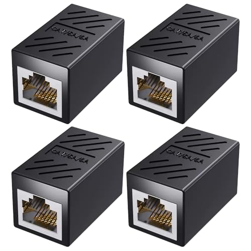 AKSIQIOL 4-Pack RJ45 Couplers | Black Ethernet Female-to-Female Connector for Cat7/Cat6/Cat5e/Cat5 Cables, High-Speed 10Gbps Data Transfer