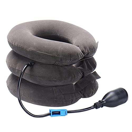 Image of Inflatable Cervical Neck Traction Air Inflatable Pillow Neck Head Stretcher Pain Relief Collar (for Adults, Grey)