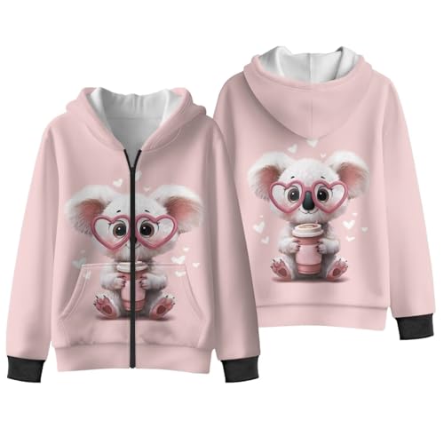 Kids Soft Fleece Zip Up Hoodie, Warm Long Sleeve Polyester Sweatshirt with Pocket for Kids S-XL