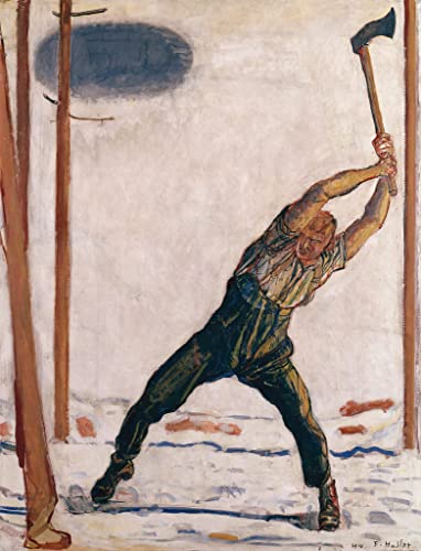 Affiche impression d'art tableau le bûcheron Ferdinand Hodler décoration murale 60x90