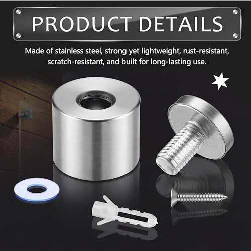 Image of Pelopy 12 Pcs Sign Standoff Screws Advertising Screws Stainless Steel Wall Standoff Mounts Glass Acrylic Nail (1 x 1 Inch)