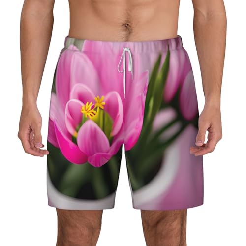 Spring is in The Air Men's Soft Double Swim Shorts, Lounge Swiming Shorts Pants Breathable Summer