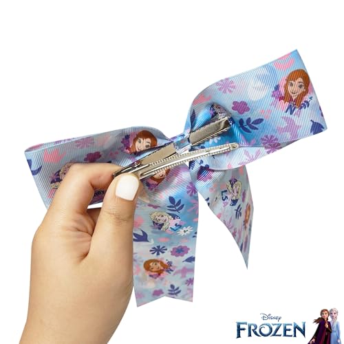 Image of LUV HER Disney Frozen Hair Bows For Girls - One Large Printed Hair Bow Featuring your Favorite Frozen Characters - Alligator Clip - Large Bows for Daily Styling or Special Occasions, Ages 3+