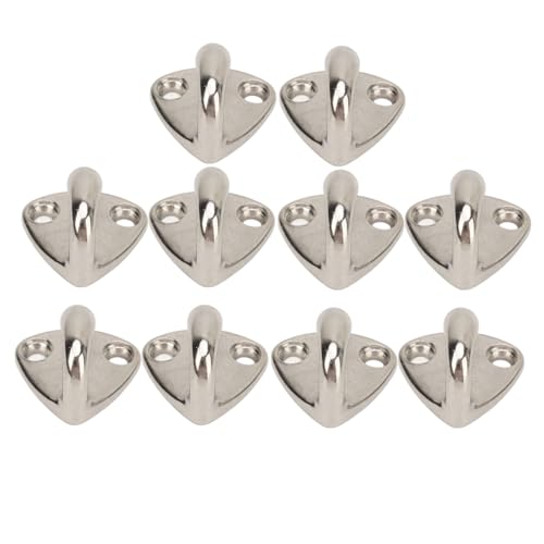 Aramox 10 Pcs Hook 316 Stainless Steel Marine Grade Clothes Coat Pad Eye Hooks Boat Hardware Convenient Hooks for Hanging Clothes, Coats, or Fenders on Your Boat