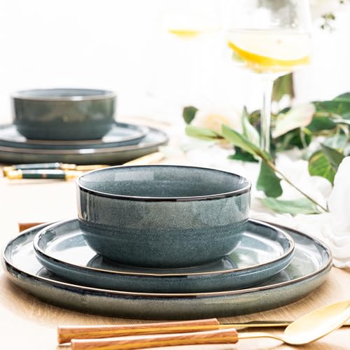 Gbhome GDP067 Ceramic Dinnerware Sets For 4, 12 Pieces Stoneware Plates And Bowls Sets, Reactive Glaze Dishes -Scratch Resistant, Dishwasher&Microwave Safe thumb #4