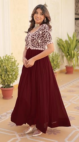 Image of Fashion Basket Georgette Embroidered Anarkali Gown for Women