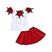 Produktbild DWQuee Kleine Mädchen Kleidungsset, Volant Stickerei Rose Tops+Röcke für 1-5 Jahre