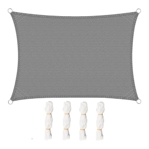 WOLTU Voile d'ombrage rectangulaire 4x6 m Respirante en HDPE, Toile d'ombrage Protection Solaire, Anti 85% UV Contre Le Vent, pour Jardin terrasse Camping Gris