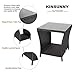 Kinsunny Square Patio Coffee Bistro Table PE Rattan Wicker Side Table w/Glass Top Indoor Outdoor, Black