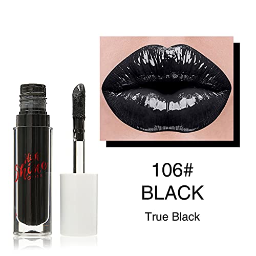 Maepeor Black Glossy Lipgloss Black Nourishing Plumping Lip Gloss Luscious-Colors Non-Sticky Shine Glossy Lipgloss (Black, High-Shine) #TOP1