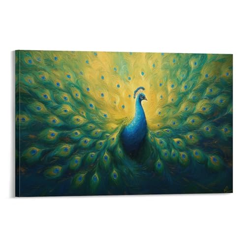 Impression sur toile paon abstrait YYVKPMLXC tableau moderne coloré salon chambre 30x45cm