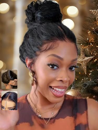 Image of Sunber Water Wave Human Hair Wigs with Elastic Drawstring Kinky Edges 20''
