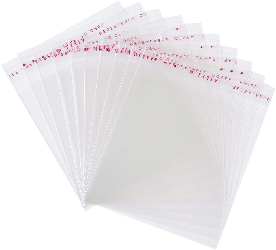 Self-Adhesive Clear Plastic Bags - Resealable Sealed Cellophane Bags for Cards, Envelopes, Clothing Storage (1000, 40 cm x 50 cm)