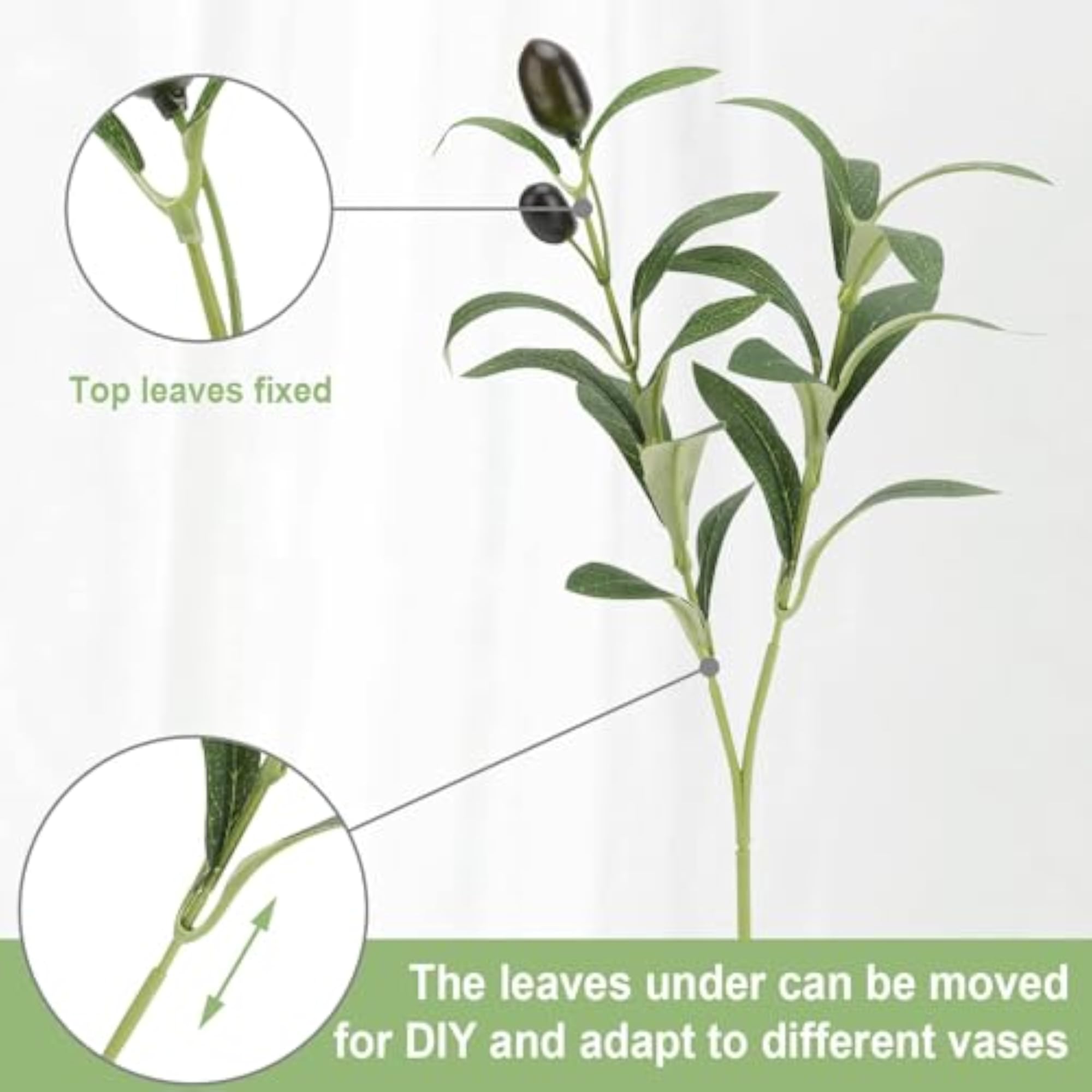 10pcs Faux Olive Leaves Stems Artificial Branches