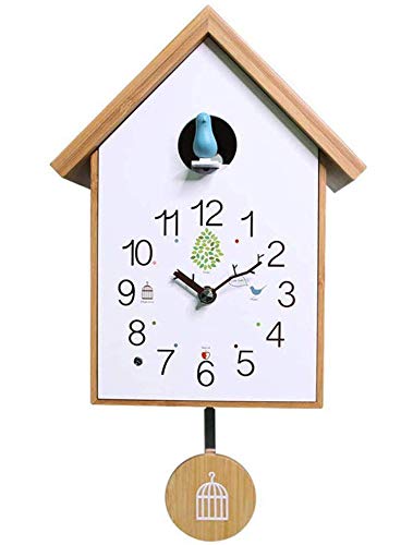 Weiße Kuckucksuhr für Wohnzimmer Lounge Moderne Dekorative Wanduhr mit Pendel Cover
