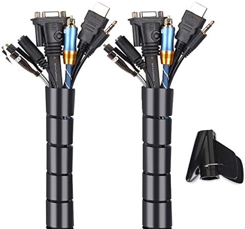 240 Inch Cable Sleeve, Flexible Cord Bundler Wire Wrap Cable Management System For Office And Pc-Black