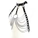 Women's Leather Body Chain Harness Bra Hollow Out Goth Tops Cage Strap with Metal Chain Tassel Festival Rave Costume