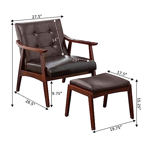 Sillón con asiento de cuero sintético Marrón miniatura 5