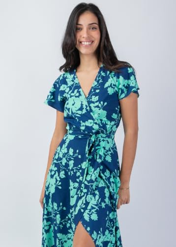Robe longue viscose Sakura de qualité supérieure aux reflets turquoise - 2