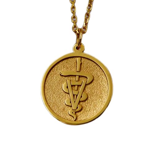 Collier pendentif symbole vétérinaire orné d'une médaille ronde pour exprimer votre vocation