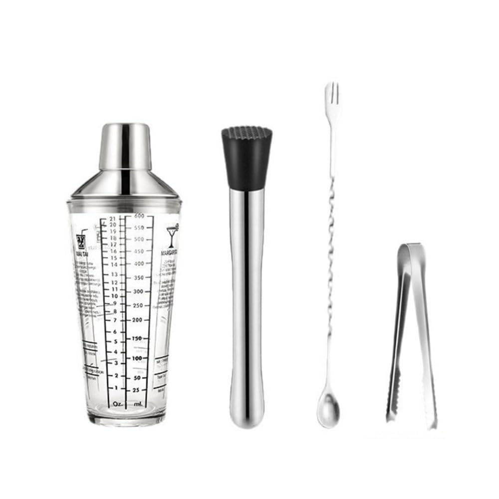 Coctelera Juego de 4 cocteleras de vidrio: herramientas de mezcla de acero inoxidable de primera calidad for bartenders
