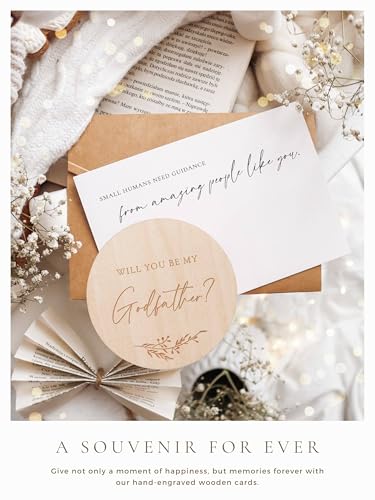 Image of Joli Coon Will you be my godfather wooden card with pocketfold envelope and seal sticker - Godfather proposal