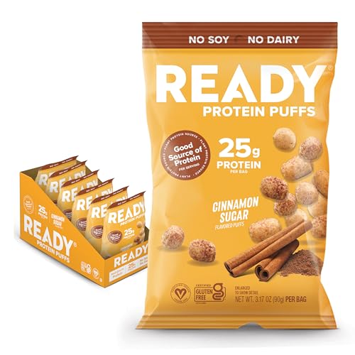 Ready Protein Puffs, Cinnamon Sugar, 15g Plant Protein, Vegan, 1....