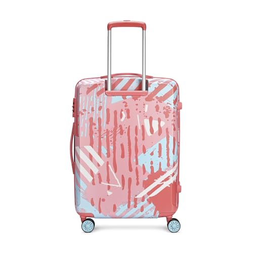 Image of Skybags Wanderlust Check-in Trolley Bag 68cm | Medium | Hard Luggage | Printed 8-Wheel Suitcase | TSA Lock with Anti-Theft Zipper | Polycarbonate | 3 Years International Warranty - Unisex (Pink-White)