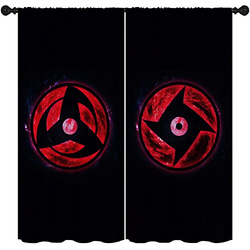 Anime The Sharingan Curtains for Girls Boy Home Decor, Anime The Sharingan Rod Pocket Thermal Insulated Drapes Darkening Window Curtain for Bedroom Living Room W40xL60
