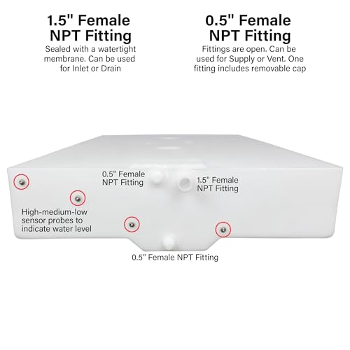 Image of 56 Gallon RV Fresh Water Tank, Potable Water Storage Tank for Drinking, Cooking, Cleaning, Showering, for Campers, Trailers, Motorhomes, RVs, Low-Profile Shape, 60 inch x 37 inch x 8 inch (WT-1517)