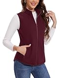 MAGCOMSEN Lightweight Fleece Vests for Women with Zipper Stand Collar Warm Soft Sleeveless Jacket Outerwear Burgundy XL