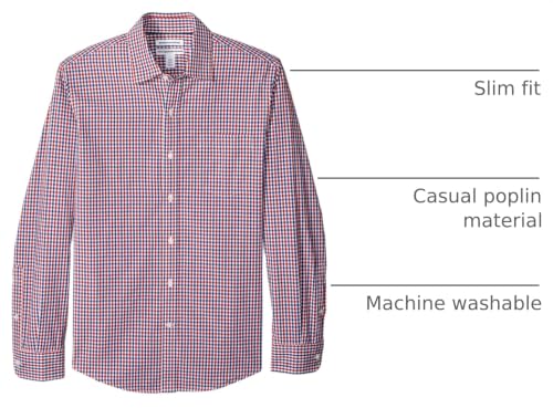 Image of Amazon Essentials Men's Regular-Fit Long-Sleeve Casual Poplin Shirt, Button Front, Business Casual, Collared