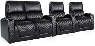 Kinosessel Queen - 4 Sitzer Loveseat Links - Premiumleder - elektrisch verstellbar - LED Becherhalter - Ambientebeleuchtung - elektrische Lendenwirbelstütze - verstellbare Kopfstütze